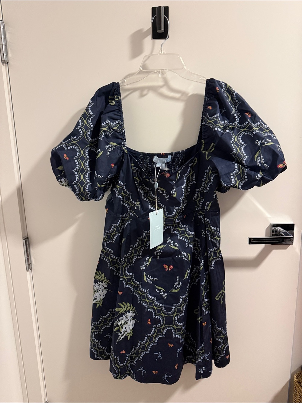 NWT Hill House Patchwork Floral Mini Matilda Puff Sleeve Dress - Picture 2 of 3